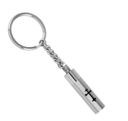 Customized Engrave Cross Cylinder Stainless Steel Cremation Keychain for Men Women