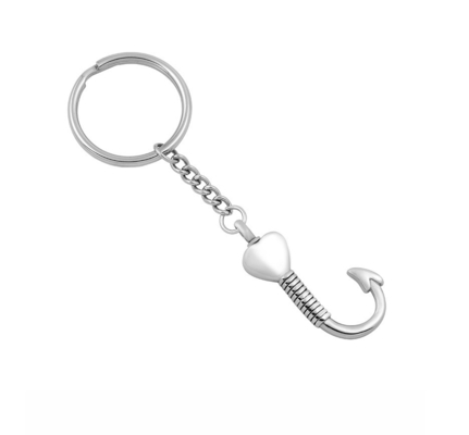 CLASSIC Style Stainless Steel Heart With Hook Keychain For Men Cremation Urn Souvenir