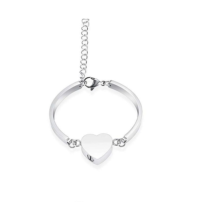 Adjustable Memorial Cremation Bracelet Rainbow Heart Urn Bangle For Ashes Keepsake