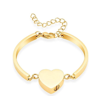 Adjustable Memorial Cremation Bracelet Rainbow Heart Urn Bangle For Ashes Keepsake