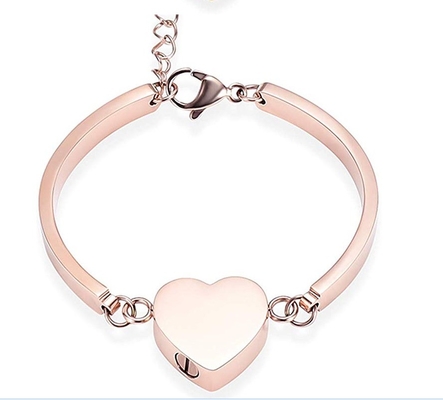 Adjustable Memorial Cremation Bracelet Rainbow Heart Urn Bangle For Ashes Keepsake