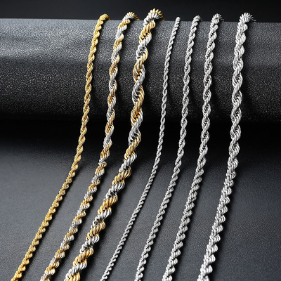 Stainless Steel Twist Rope Chain Necklace For Women and Men Fashion Jewelry Accessories