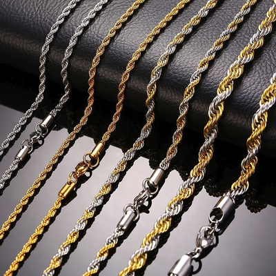 Stainless Steel Twist Rope Chain Necklace For Women and Men Fashion Jewelry Accessories