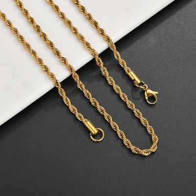 Stainless Steel Twist Rope Chain Necklace For Women and Men Fashion Jewelry Accessories