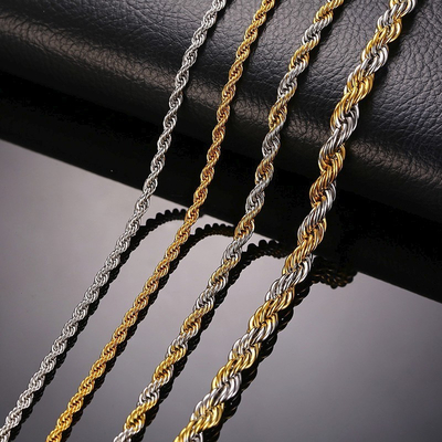 Stainless Steel Twist Rope Chain Necklace For Women and Men Fashion Jewelry Accessories