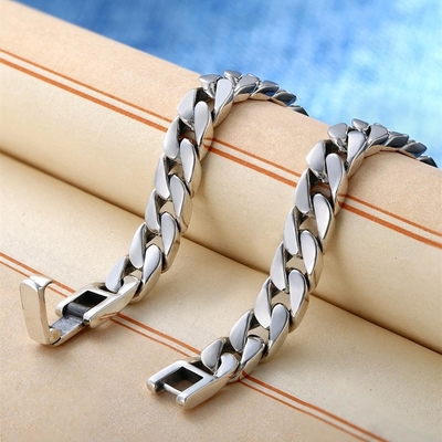 Retro Thai Silver Craft 925 Silver Material Cuban Chain for Couples' Personalized Look