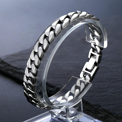 Retro Thai Silver Craft 925 Silver Material Cuban Chain for Couples' Personalized Look