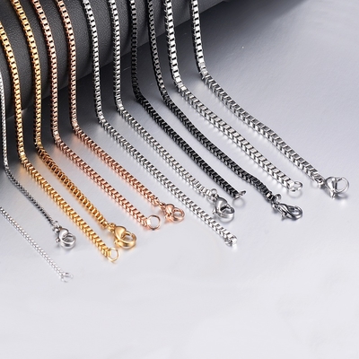 Europe and US Cross-Border Necklace Titanium Steel Square Box Pendant Collarbone Chain