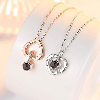 Gift Your Special Someone 100 Languages I Love You Necklace with Projection Pendant