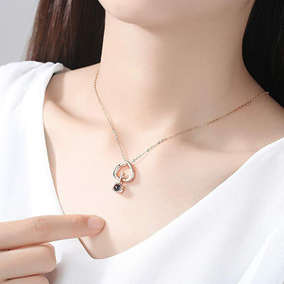 Gift Your Special Someone 100 Languages I Love You Necklace with Projection Pendant