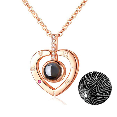 Gift Your Special Someone 100 Languages I Love You Necklace with Projection Pendant