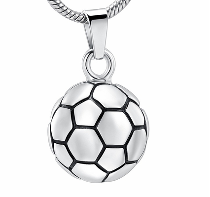 Round Soccer Ball Keepsake Urn Necklace For Ashes Stainless Steel Cremation Jewelry