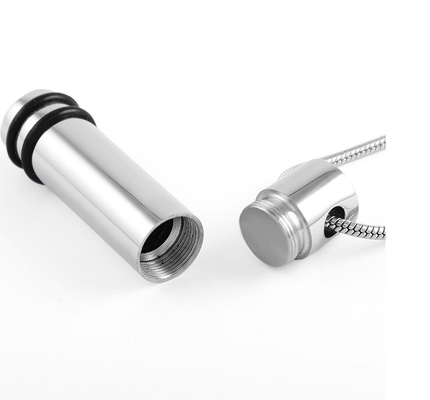 Stainless Steel Rubber Band Cylinder Pendant Cremation Urn Necklace for Women and Men