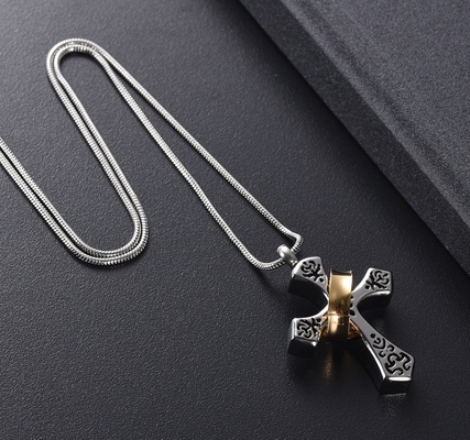 Classic Style Gold Collar Pendant Cremation Jewelry Keepsake Urn for Human and Pet Ashes