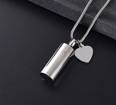Pet Paw Print Cylinder Keepsake Necklace for Dog Cat Ashes Pet Memorial Picture Jewelry