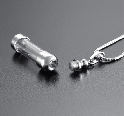 Stainless Steel Glass Container Cylinder Tube Urn Pendant Memorial Necklace Ashes Holder Keepsake Cremation Jewelry