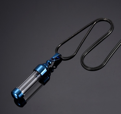 Stainless Steel Glass Container Cylinder Tube Urn Pendant Memorial Necklace Ashes Holder Keepsake Cremation Jewelry