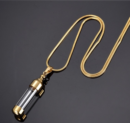 Stainless Steel Glass Container Cylinder Tube Urn Pendant Memorial Necklace Ashes Holder Keepsake Cremation Jewelry