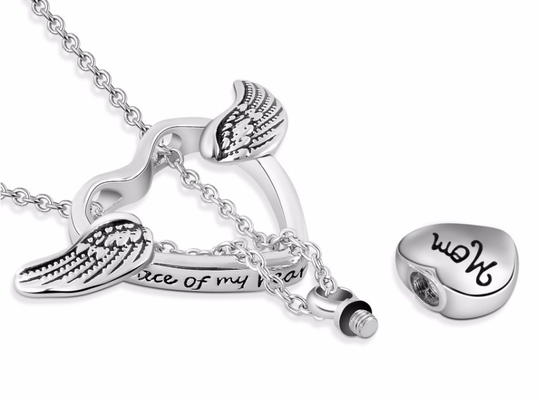 Classic Style A Heart in Heaven Locket Heart Cremation Memorial Ashes Urn Necklace