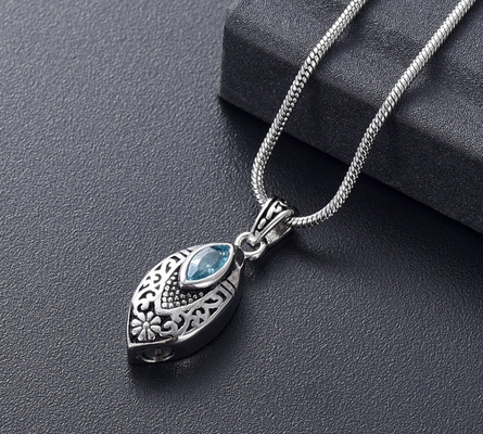 Flower Teardrop Urn Necklace with Stainless Steel Inlay and Fashionable Charm Pendants