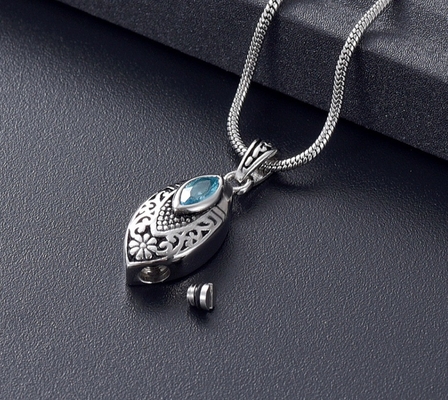 Flower Teardrop Urn Necklace with Stainless Steel Inlay and Fashionable Charm Pendants