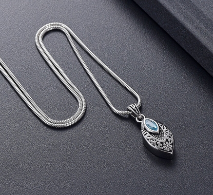 Flower Teardrop Urn Necklace with Stainless Steel Inlay and Fashionable Charm Pendants