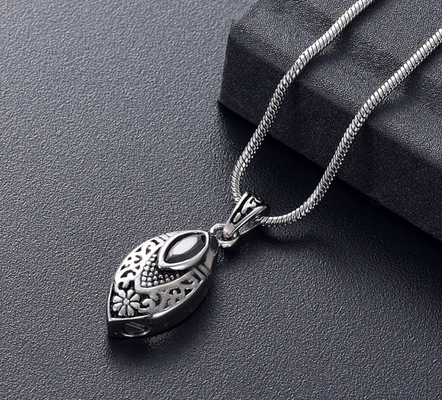 Flower Teardrop Urn Necklace with Stainless Steel Inlay and Fashionable Charm Pendants
