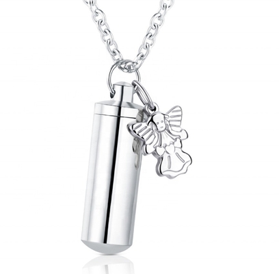 Jewelry Type Angel Wing Decorative Virgin Mary/Heart Shape Ornaments Keychain Vial Necklace for Ashes
