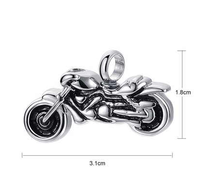 Stainless Steel Cremation Urns Necklace Women's Engraved Punk Boys Motorcycle Pendant