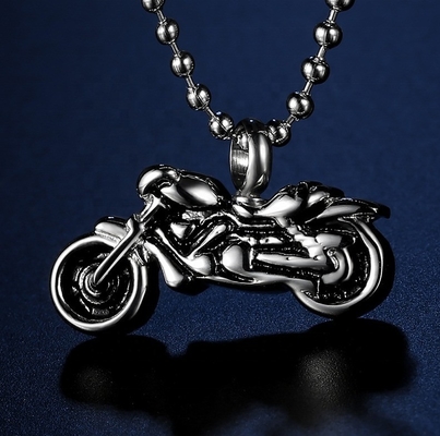 Stainless Steel Cremation Urns Necklace Women's Engraved Punk Boys Motorcycle Pendant