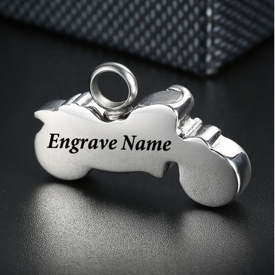 Stainless Steel Cremation Urns Necklace Women's Engraved Punk Boys Motorcycle Pendant