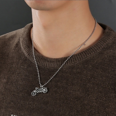 Stainless Steel Cremation Urns Necklace Women's Engraved Punk Boys Motorcycle Pendant
