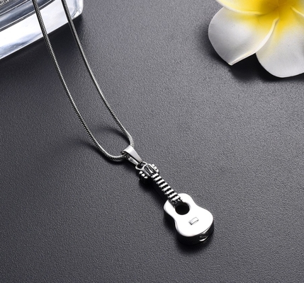 Musical Instrument Keepsake Pendant Necklace For Men Stainless Steel Ashes Locket