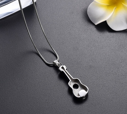 Musical Instrument Keepsake Pendant Necklace For Men Stainless Steel Ashes Locket