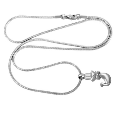 Stainless Steel Memorial Cremation Jewelry Cat Ash Urn Necklace with Bow Tie Design