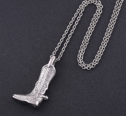 CNC Inlay Technology Men's Military Boot Cremation Jewelry Keepsake Pendant Necklace