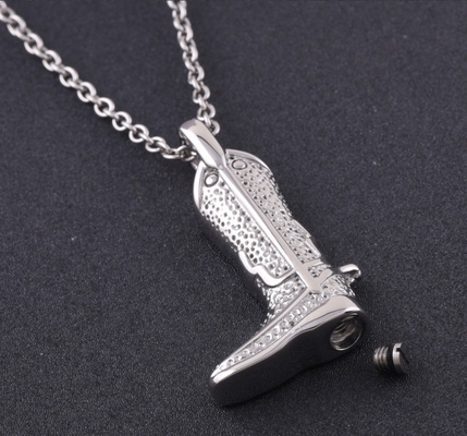 CNC Inlay Technology Men's Military Boot Cremation Jewelry Keepsake Pendant Necklace
