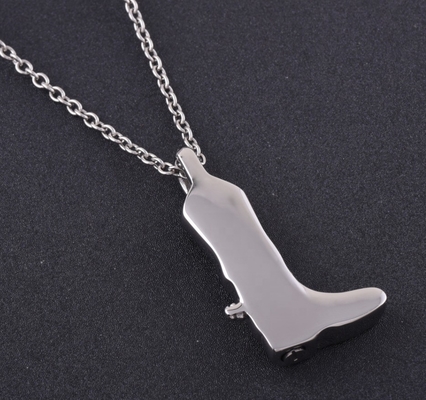 CNC Inlay Technology Men's Military Boot Cremation Jewelry Keepsake Pendant Necklace