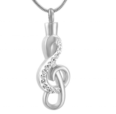 Rose Gold Plated Music Note Cremation Pendant for Human or Pet Ashes Stainless Steel