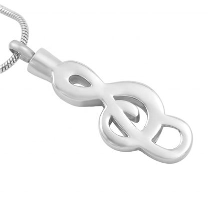 Rose Gold Plated Music Note Cremation Pendant for Human or Pet Ashes Stainless Steel