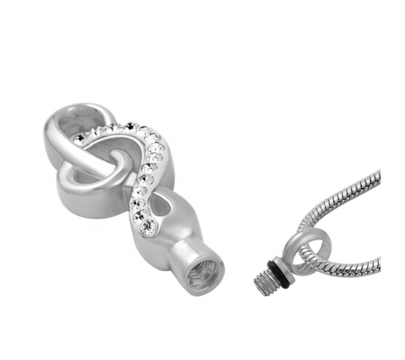 Rose Gold Plated Music Note Cremation Pendant for Human or Pet Ashes Stainless Steel