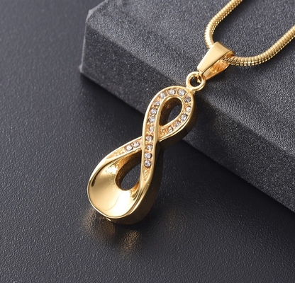 Ashes Pendant With Cubic Zircon Keepsake Urn For Human Pet 18K Gold Plated Decoration