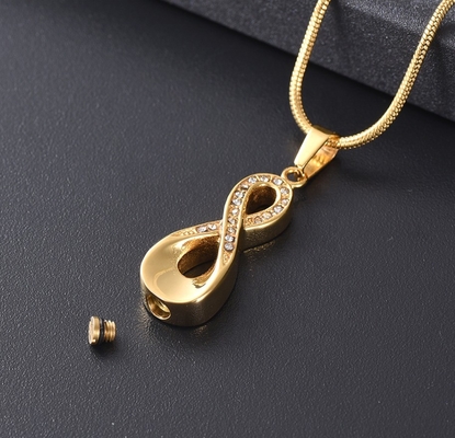 Ashes Pendant With Cubic Zircon Keepsake Urn For Human Pet 18K Gold Plated Decoration
