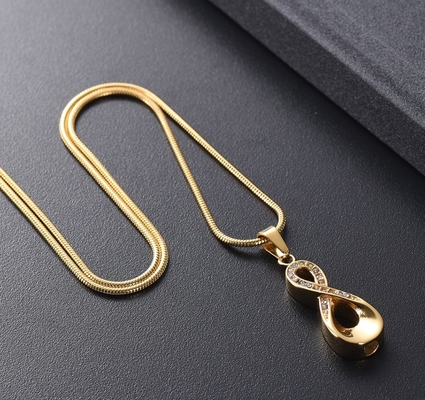Ashes Pendant With Cubic Zircon Keepsake Urn For Human Pet 18K Gold Plated Decoration