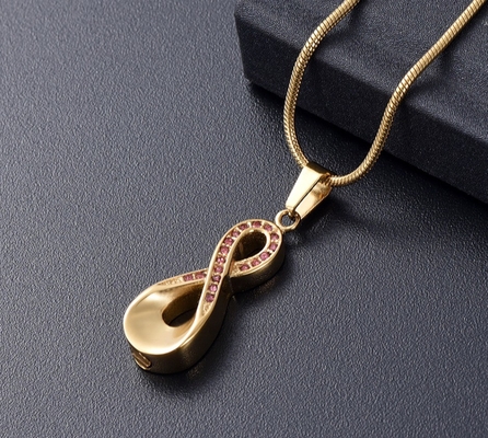 Ashes Pendant With Cubic Zircon Keepsake Urn For Human Pet 18K Gold Plated Decoration