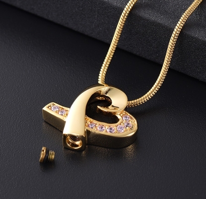 Stainless Steel Love Bow Tie Heart Cremation Jewelry with Crystal Inlay Gift Occasion