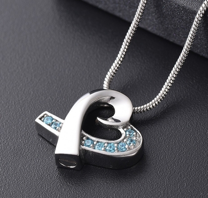 Stainless Steel Love Bow Tie Heart Cremation Jewelry with Crystal Inlay Gift Occasion