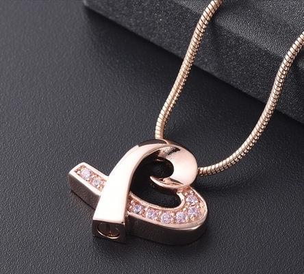 Stainless Steel Love Bow Tie Heart Cremation Jewelry with Crystal Inlay Gift Occasion