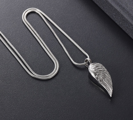 Stainless Steel Ashes Locket Angel Feather Wing Cremation Necklace for Men and Women