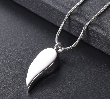 Stainless Steel Ashes Locket Angel Feather Wing Cremation Necklace for Men and Women